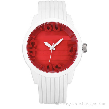 High Quality Popular Plastic Case and Silicone Band Quartz Watch